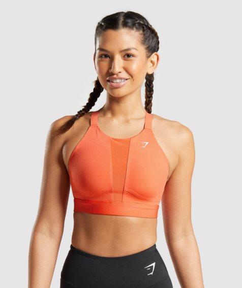 Staniki Sportowe Gymshark Mesh Neckline 2.0 Damskie Pomarańczowe | PL 963OXV